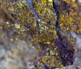 Nugget, gold, bronze, copper.  Macro. Extreme closeup