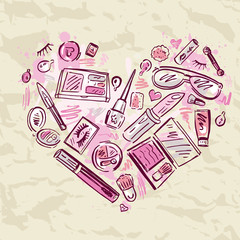 Heart of Makeup products set.