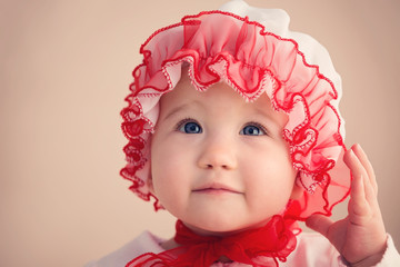 Cute Christmas Baby Girl Closeup