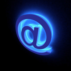 3D abstract E-mail symbol in the neon light
