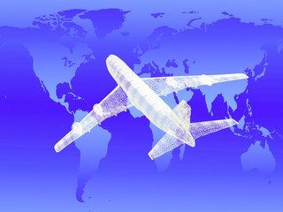 Obraz premium model of jet airplane. Concept - global travel.
