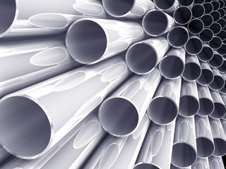 3D chrome tubes - high technology background.