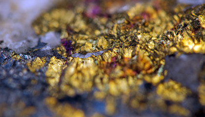 Nugget. Precious metals, crystals. Extreme closeup