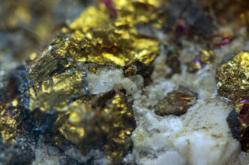 Nugget. Precious metals, crystals. Extreme closeup