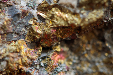 Nugget. Precious metals. Extreme closeup
