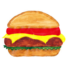 drawing of a hamburger with watercolors