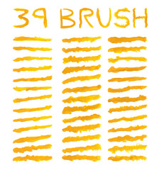 39 set orange watercolor brushes simulating