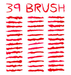 39 set red watercolor brushes simulating