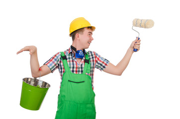 Funny painter isolated on white