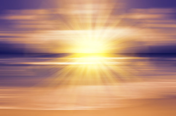 Obraz na płótnie Canvas Sea sunset with bright sun