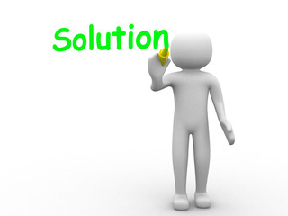 3d man - person pointing a Solution concept.