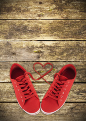 Heart-shaped red shoelaces