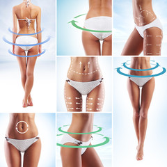 Sporty and beautiful female bodies with arrows