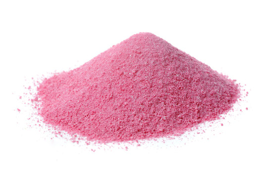 Pink Fruit Juice Powder Concentrate Isolated On White Background