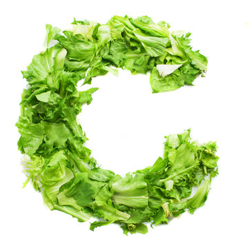 c lettuce letter on a white background