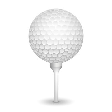 Golf realistic ball on a tee