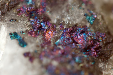 Metallic crystal nugget. Macro