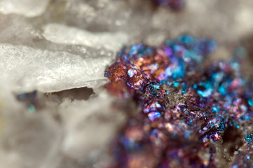 Metallic crystal nugget. Macro