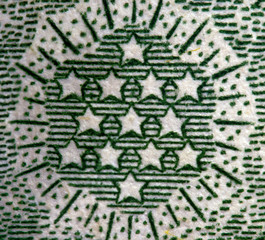Fototapeta premium Dollar USA. Stars. Extreme closeup. Macro