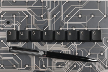 Keyboard keys laid out the word business