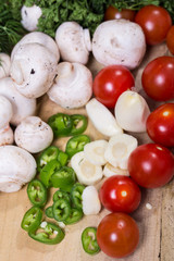 fresh vegetables on the wooden table