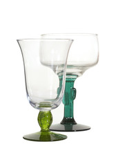 two color glass on white background