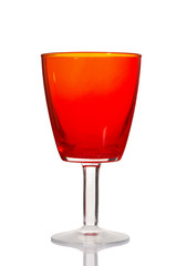 water and wine glass on white background