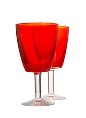 two red glass on white background