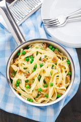Pasta with peas and bacon