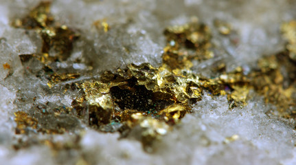 Abstract fantastic background from a  gold metal  in  crystal