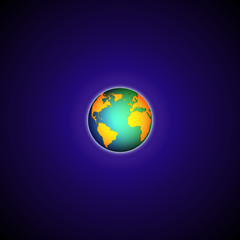 Color Globe world map on blue background vector