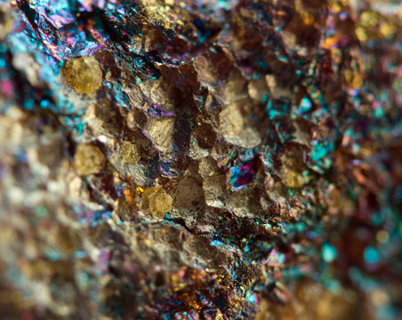 bronze, copper, iron. Macro. Extreme closeup