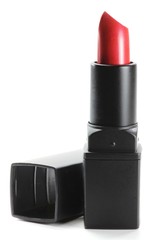 Obraz premium roter Lippenstift isoliert auf weißem Hintergrund