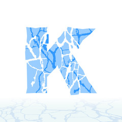 Cracked ice alphabet. Letters, numbers, and symbols of the snow