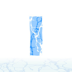 Cracked ice alphabet. Letters, numbers, and symbols of the snow