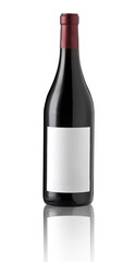 Red wine bottle isolated with blank label.
