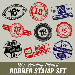 Age Warning Themed Rubber Stamps - obrazy, fototapety, plakaty