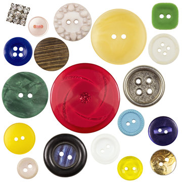 Various Sewing Buttons With A Thread