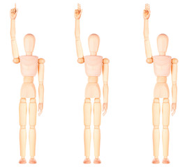 wooden Dummy raising  with one fingers up