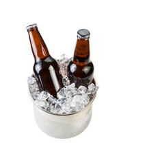 Ice Cold Beer in Stainless Steel Bucket