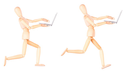 businessman showing laptop