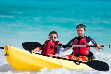 Father and son kayaking