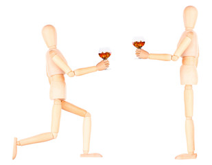 wooden Dummy with Cognac or brandy