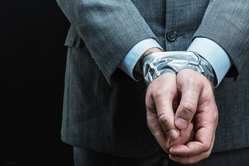 Man with hands covered by masking tape