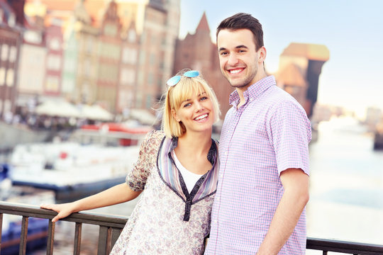 Lovely couple sightseeing the city