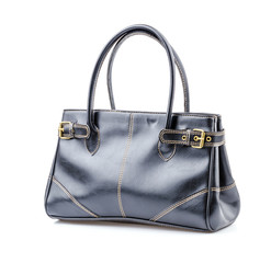 Woman leather bag isolated white background