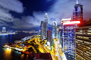 Fototapeta premium Hong Kong Skylines night