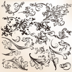 Set  of vector swirls in vintage style