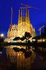 Sagrada Familia in evening