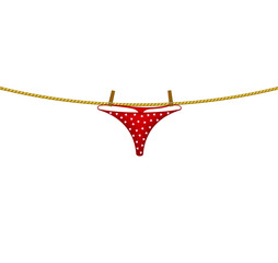 Women's panties hanging on rope